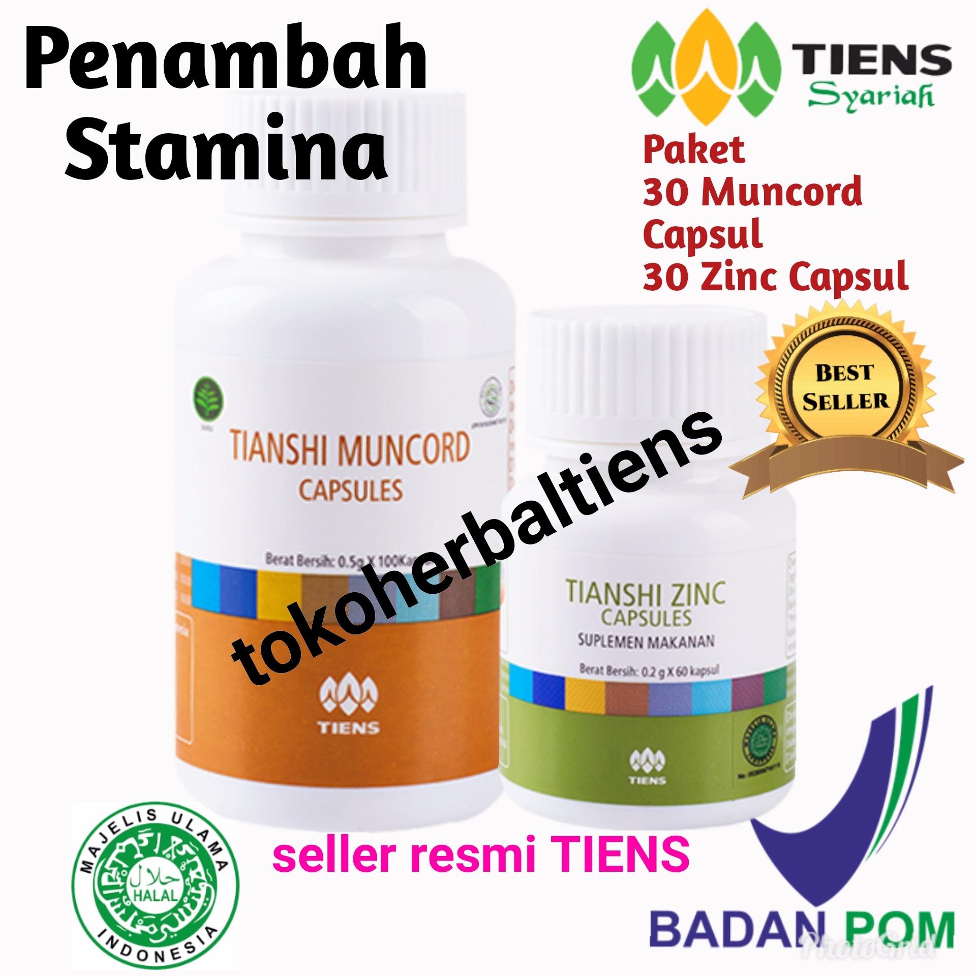 Tiens Penambah Stamina 30 Capsul Muncord + 30 Capsul Zinc Free 5 Masker Spirulina  & Member Card Tokoherbaltiens