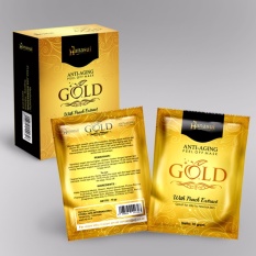 Hanasui Gold Mask Naturgo Peel Off Mask With Extract Peach Anti-Aging BPOM - 1 Box Isi 10 Sachet