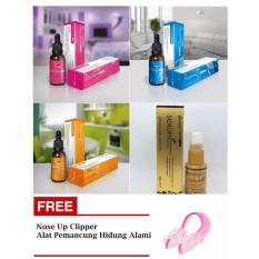 Hanasui Jaya Mandiri BPOM Paket Hemat Whitening Serum Gold + Anti Acne / Jerawat Pink + Vitamin C With Collagen Biru + Vitamin C Kuning - 1 Paket isi 4 + Gratis Nose Up Clipper - Alat Pemancung Hidung - 1 Buah