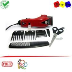 Happy King HK-900 Alat Cukur Rambut Hair Clipper Trimmer Mesin Potong Professional Groomer 3 Mata Pisau Tajam Dan Hemat Energi - Merah + Ikat Rambut Klik to Buy 1pcs
