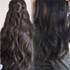 Head Clip Curly Bergelombang Wanita Ekstensi Rambut Sintetis Hitam-Intl