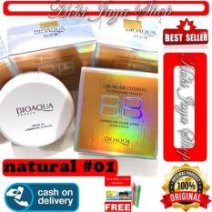 HOKI COD - 01# NATURAL - KOTAK EMAS - BIOAQUA BB Cream Air Cushion Extreme Bare With SPF50++ Bedak Wajah Import Korea Original Non Refill + Gratis Pulpen Lilin Unik Serba Guna Hitam Pekat - 1 Pcs