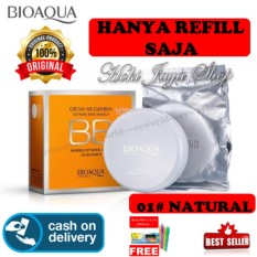 HOKI COD - 01# NATURAL - KOTAK SILVER - Bioaqua Refill Isi Untuk BB Cream Air Cushion Make Up Lebih Tahan Lama Merata + Gratis Pulpen Lilin Unik Serba Guna Hitam Pekat - 1 Pcs