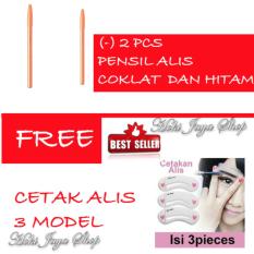 HOKI COD - Davis Eyebrow Pensil Alis -2 Pcs - HITAM dan COKLAT FREE Cetak Alis 3 Model