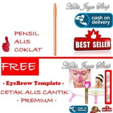 HOKI COD - Davis Eyebrow Pensil Alis - Coklat + Gratis Cetak Alis - Cetakan Alis - Eyebrow Template Eyebrows Eye Brow Alat Bantu Kecantikan Alis Mata - 1 Pcs