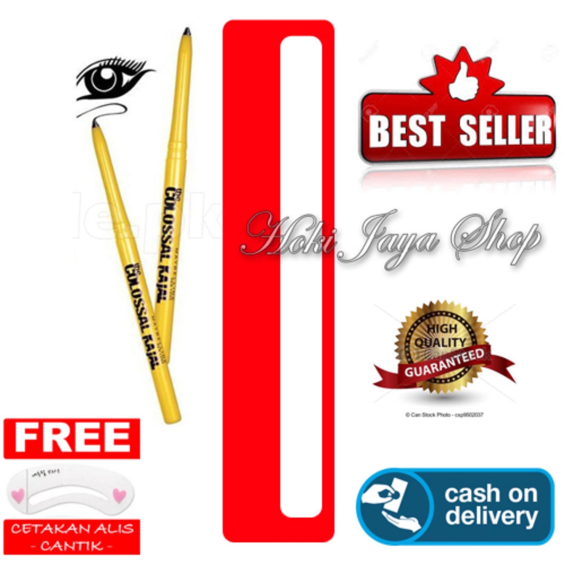 HOKI COD - Eyeliner Spidol Colossal Kajal 24H Waterproof - Multi Model - 1 Pcs  - Hitam + Gratis Cetak Alis Cantik - Premium 