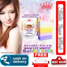 HOKI COD - Gluta Fruitamin Soap By Pretty White Thailand + Vitamin / Sabun Fruitamin ORIGINAL BPOM - 1 Pcs + Cetak Alis Cantik - Premium