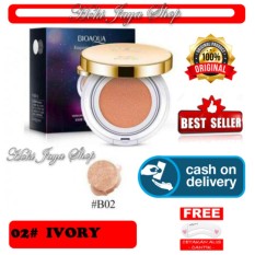 HOKI COD - IVORY #02 - KOTAK HITAM - Bioaqua Exquisite and Delicate BB Cream Air Cushion Pack Gold Case SPF 50++ Foundation Make Up Non Refill + Gratis Cetak Alis Cantik - Premium