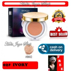 HOKI COD - IVORY #02 - KOTAK HITAM - Bioaqua Exquisite and Delicate BB Cream Air Cushion Pack Gold Case SPF 50++ Foundation Make Up Non Refill + Gratis Shower Cap Putih - Premium
