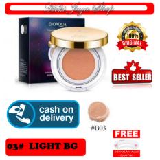 HOKI COD - LIGHT BEIGE #03 - KOTAK HITAM - Bioaqua Exquisite and Delicate BB Cream Air Cushion Pack Gold Case SPF 50++ Foundation Make Up Non Refill + Gratis Cetak Alis Cantik - Premium