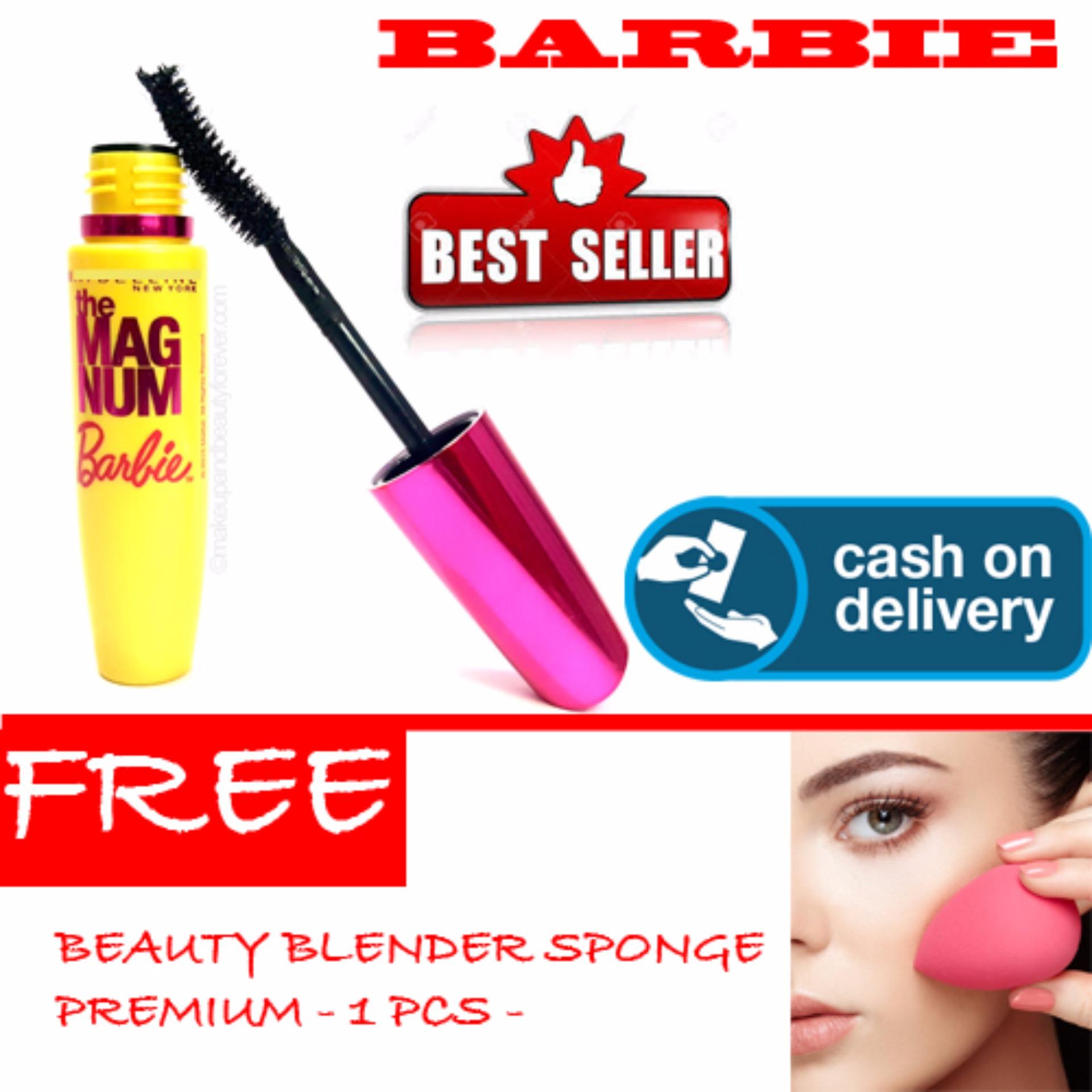 HOKI COD - Mascara Magnum Barbie - Maskara Waterproof - Model Barbie  Warna Hitam Premium Quality Top - 1 Pcs + Gratis Blender Beauty Sponge Premium - 1 Pcs
