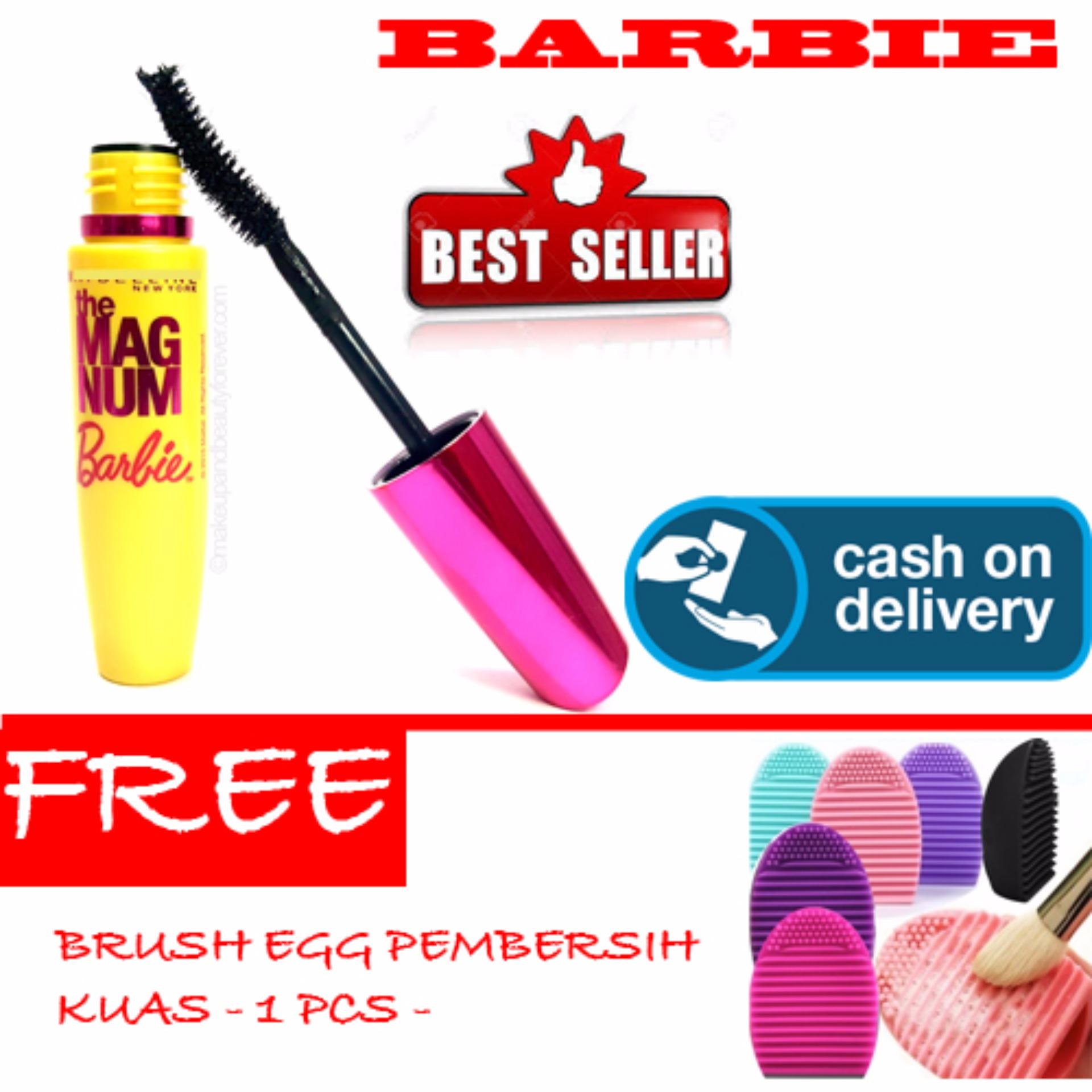 HOKI COD - Mascara Magnum Barbie - Maskara Waterproof - Model Barbie  Warna Hitam Premium Quality Top - 1 Pcs + Gratis Brush Egg Pembersih Kuas Premium - 1 Pcs
