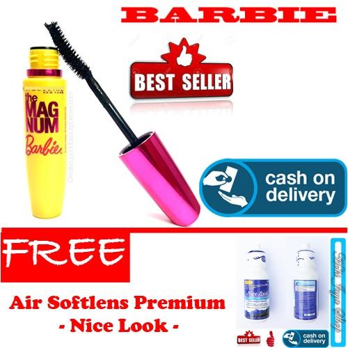 HOKI COD - Mascara Magnum Barbie - Maskara Waterproof - Model Barbie  Warna Hitam Premium Quality Top - 1 Pcs + Gratis Cairan Air Softlens Premium Nice Look Cairan Air Soflen - Cairan Air Soflens - 1 Pcs