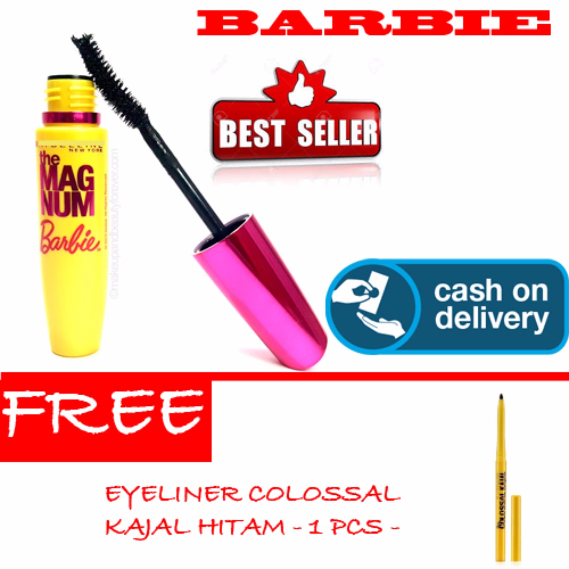 HOKI COD - Mascara Magnum Barbie - Maskara Waterproof - Model Barbie  Warna Hitam Premium Quality Top - 1 Pcs + Gratis Eyeliner Colossal Kajal Hitam Premium - Multi Model - 1 Pcs