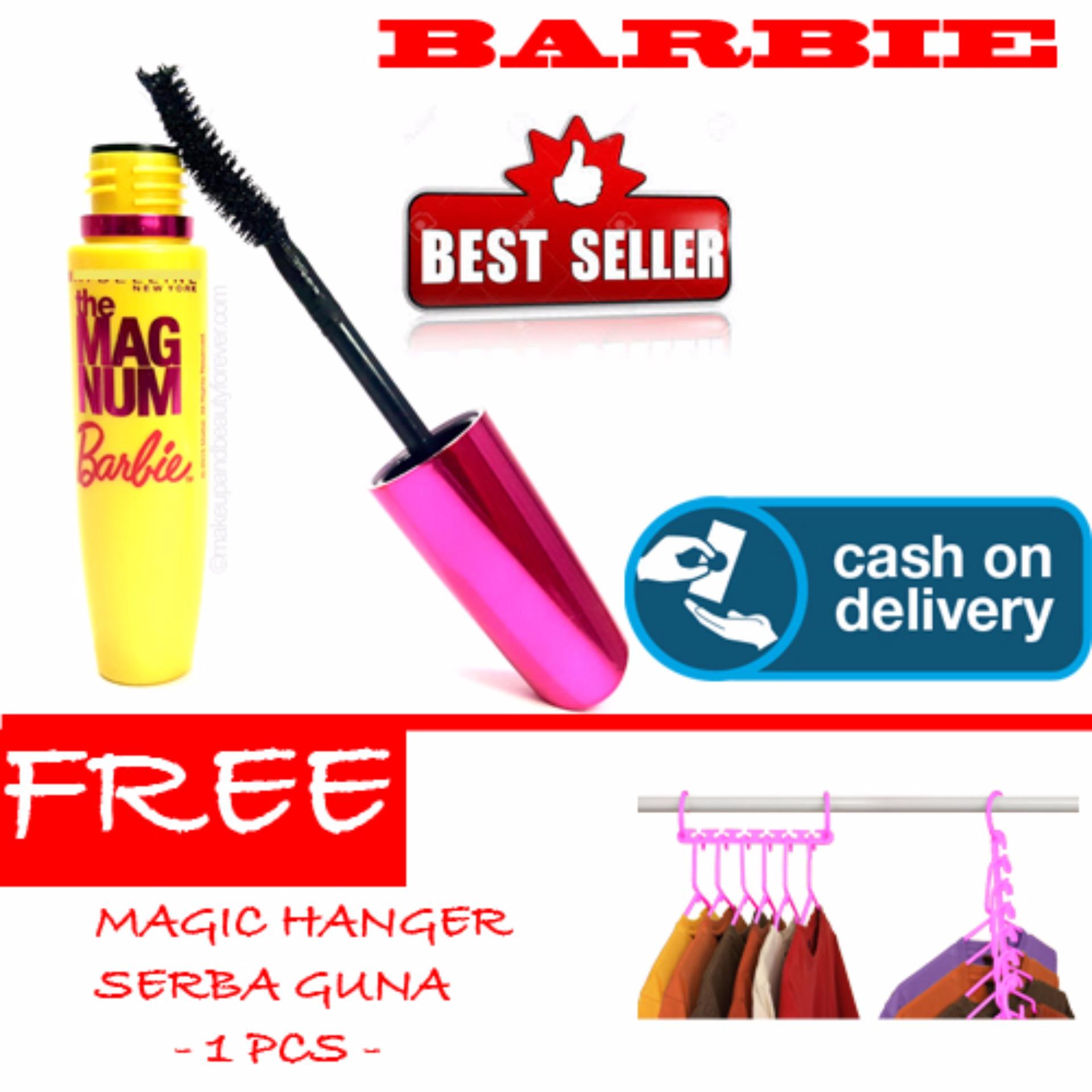 HOKI COD - Mascara Magnum Barbie - Maskara Waterproof - Model Barbie  Warna Hitam Premium Quality Top - 1 Pcs + Gratis Magic Hanger Multi Guna - 1 Pcs