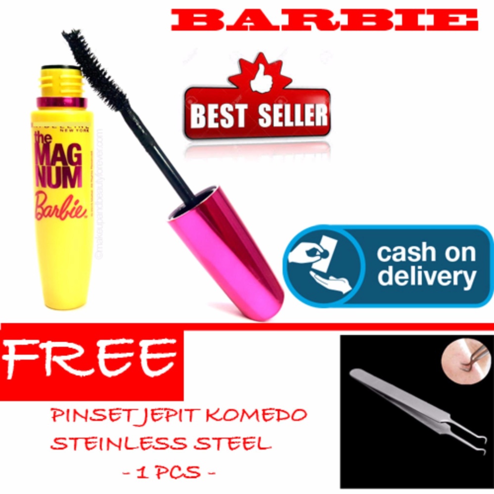 HOKI COD - Mascara Magnum Barbie - Maskara Waterproof - Model Barbie  Warna Hitam Premium Quality Top - 1 Pcs + Gratis Pinset Jepit Komedo Steinless Steel Premium - 1 Pcs