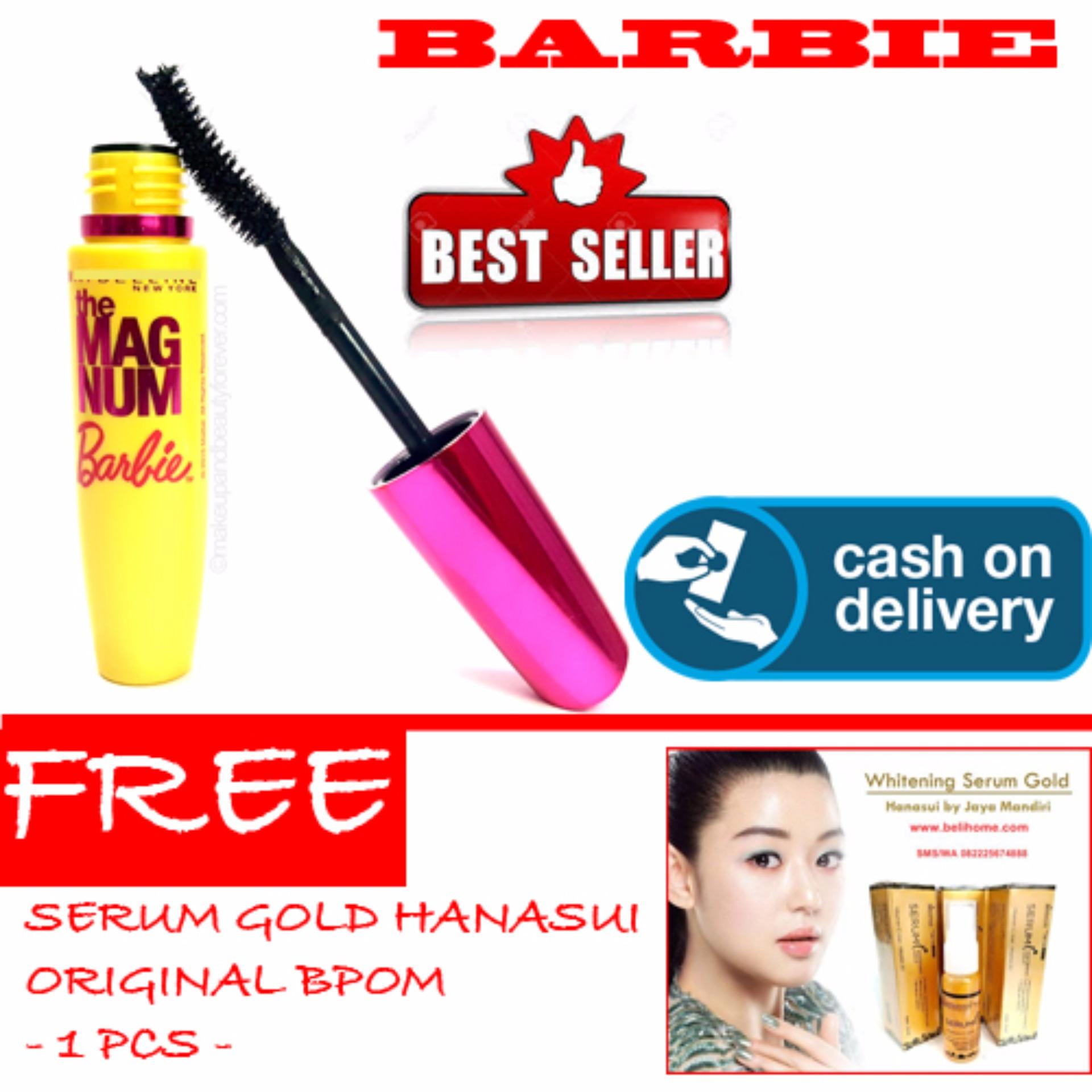 HOKI COD - Mascara Magnum Barbie - Maskara Waterproof - Model Barbie  Warna Hitam Premium Quality Top - 1 Pcs + Gratis Serum Gold Hanasui Collagen BPOM Original - 1 Pcs