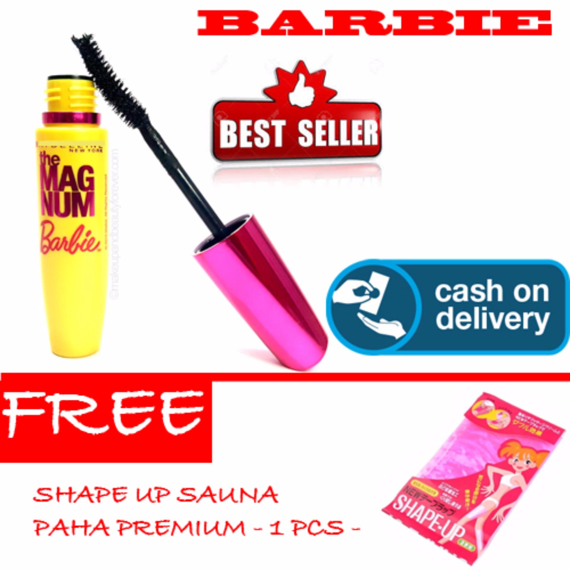 HOKI COD - Mascara Magnum Barbie - Maskara Waterproof - Model Barbie  Warna Hitam Premium Quality Top - 1 Pcs + Gratis Shape Paha - Sauna Paha - 1 Pack Isi Sepasang