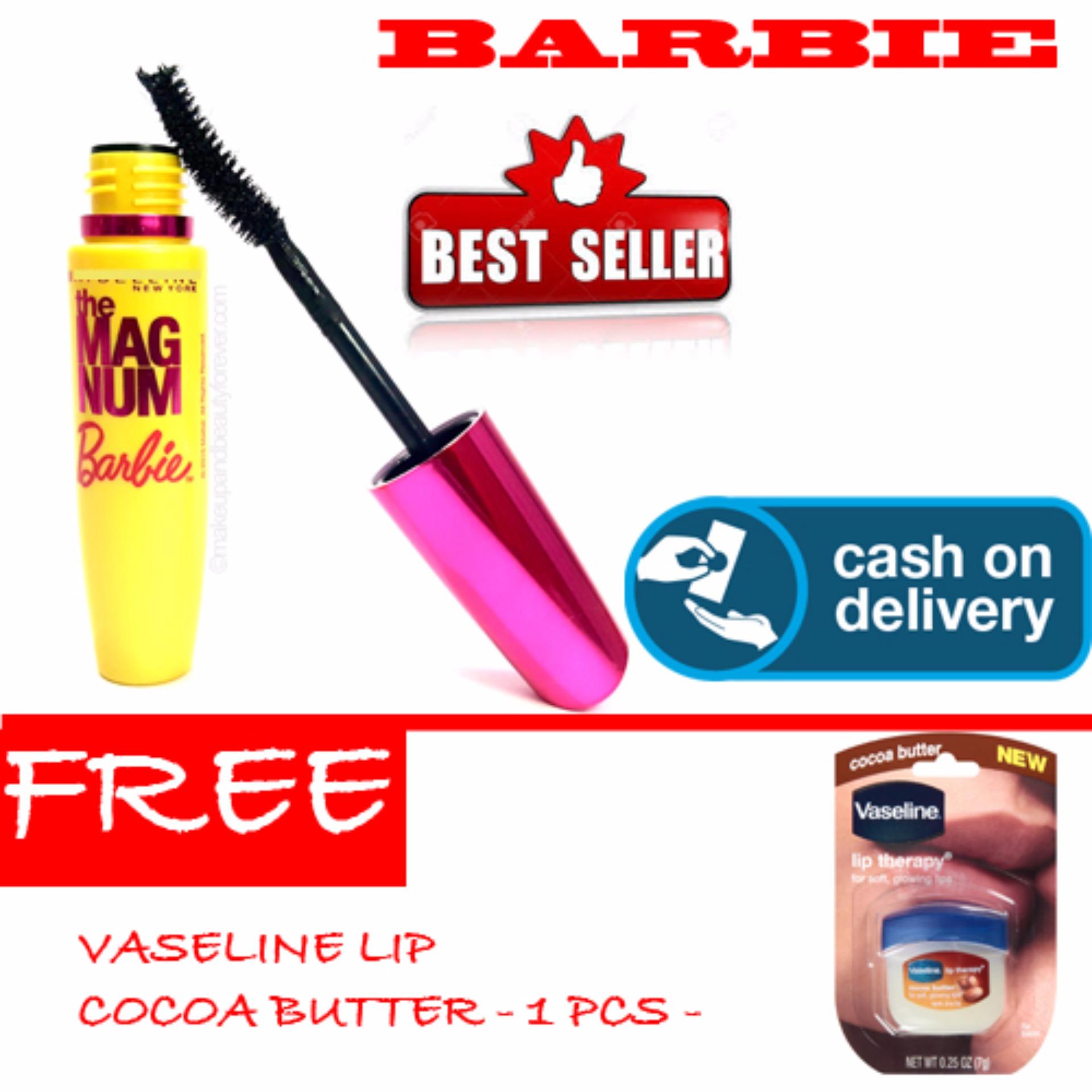 HOKI COD - Mascara Magnum Barbie - Maskara Waterproof - Model Barbie  Warna Hitam Premium Quality Top - 1 Pcs + Gratis Vaseline Lip Cocoa Butter Kualitas Bagus - 1 Pcs