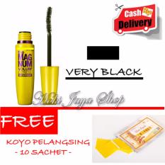 HOKI COD - Mascara The Fals Lash Volume Express - Maskara Waterproof - Model KUNING Warna Hitam Premium Quality + Gratis Koyo Pelangsing Import - 1 Pack Isi 10 Sachet