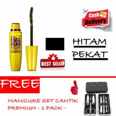 HOKI COD - Mascara The Fals Lash Volume Express - Maskara Waterproof - Model KUNING Warna Hitam Premium Quality + Gratis Manicure Set Cantik Premium - 1 Pcs