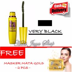 HOKI COD - Mascara The Fals Lash Volume Express - Maskara Waterproof - Model KUNING Warna Hitam Premium Quality + Gratis Masker Mata Gold - 2 Pcs