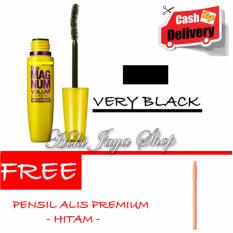 HOKI COD - Mascara The Fals Lash Volume Express - Maskara Waterproof - Model KUNING Warna Hitam Premium Quality + Gratis Pensil Alis Premium - Hitam - 1 Pcs