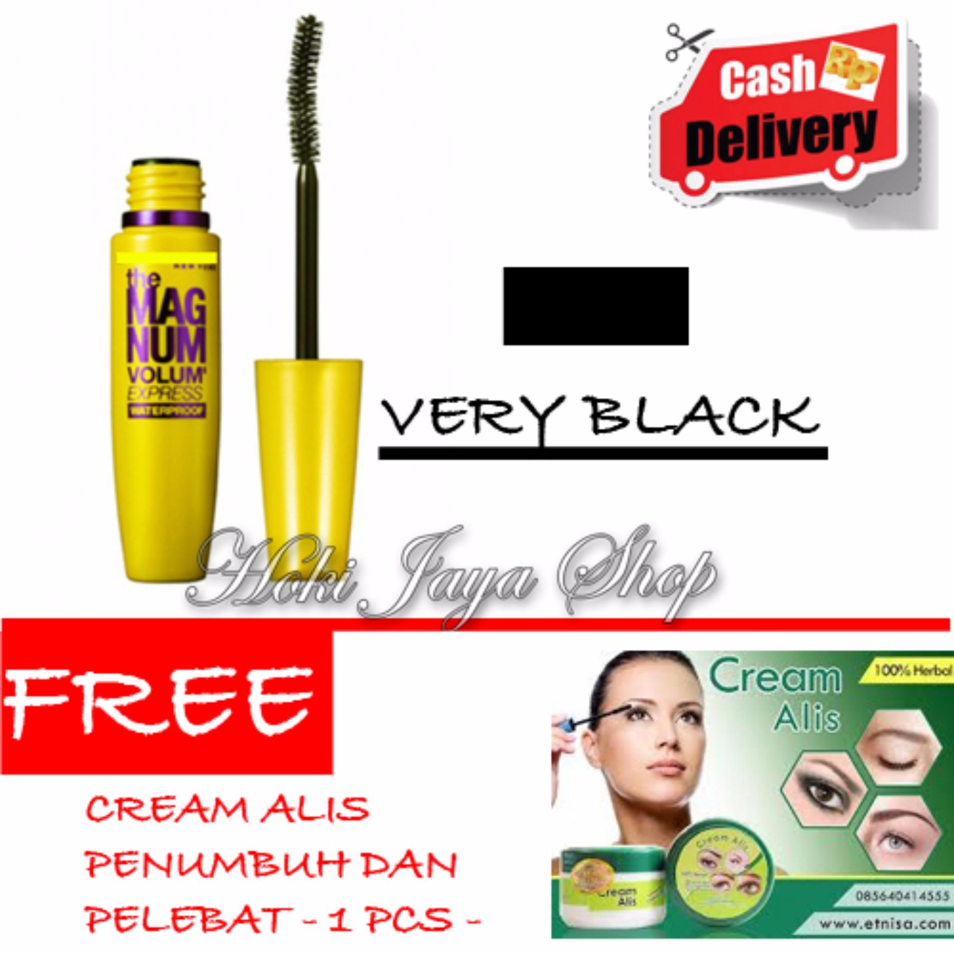 HOKI COD - Mascara The Fals Lash Volume Express - Maskara Waterproof - Model KUNING  Warna Hitam Premium Quality Top - 1 Pcs + Gratis Cream Alis Penebal Dan Penumbuh Alis Herbal - 1 Pcs
