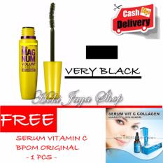 HOKI COD - Mascara The Fals Lash Volume Express - Maskara Waterproof - Model KUNING Warna Hitam Premium Quality Top - 1 Pcs + Gratis Serum Vitamin C Colagen BPOM Original Premium - 1 Pcs