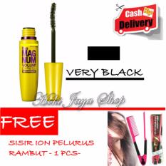 HOKI COD - Mascara The Fals Lash Volume Express - Maskara Waterproof - Model KUNING Warna Hitam Premium Quality Top - 1 Pcs + Gratis Sisir Ion Pelurus Rambut Alami - 1 Pcs
