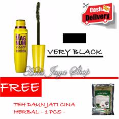 HOKI COD - Mascara The Fals Lash Volume Express - Maskara Waterproof - Model KUNING Warna Hitam Premium Quality Top - 1 Pcs + Gratis Teh Daun Jati Cina Pelangsing Dan Penghancur Lemak - 1 Pcs