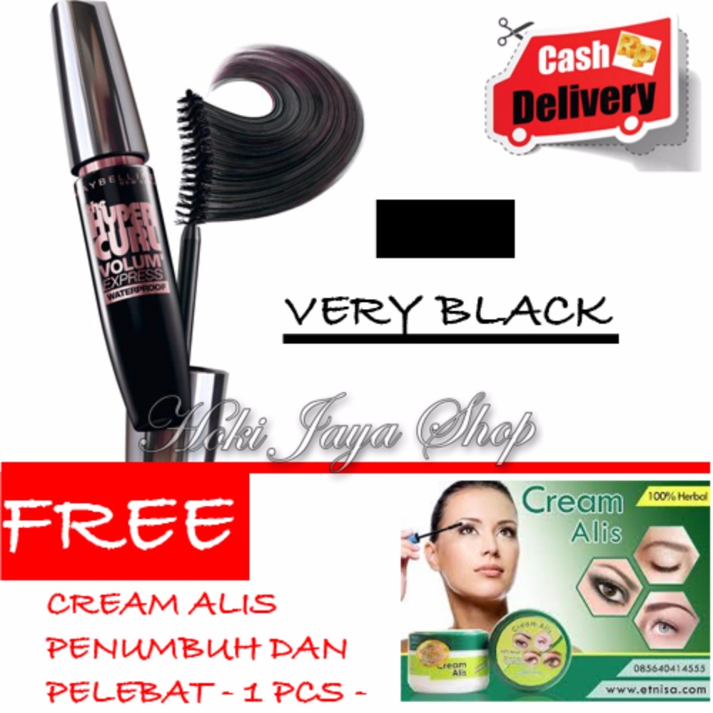 HOKI COD -  Mascara Waterproof - Maskara Hitam Quality Premium - 1 Pcs + Gratis Cream Alis Penumbuh Dan Pelebat Alis Mata - 1 Pcs