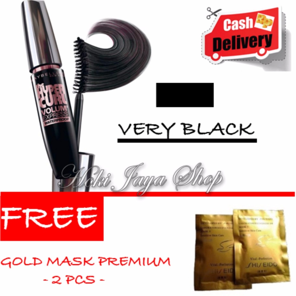 HOKI COD -  Mascara Waterproof - Maskara Hitam Quality Premium - 1 Pcs + Gratis Masker Gold  - Gold Mask  - 2 Pcs