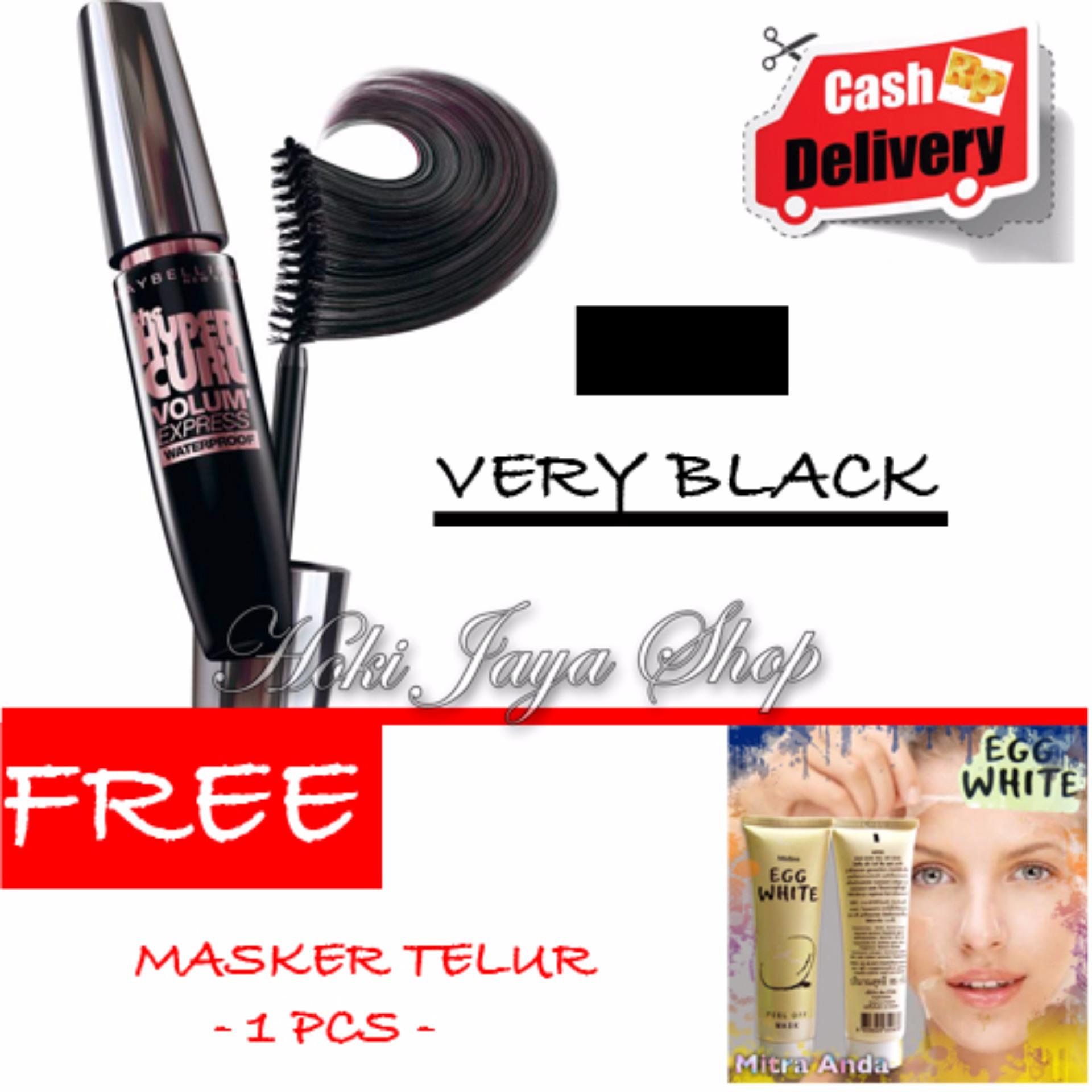 HOKI COD -  Mascara Waterproof - Maskara Hitam Quality Premium - 1 Pcs + Gratis Masker Telur - Mask Egg Peel White Off - 1 Pcs