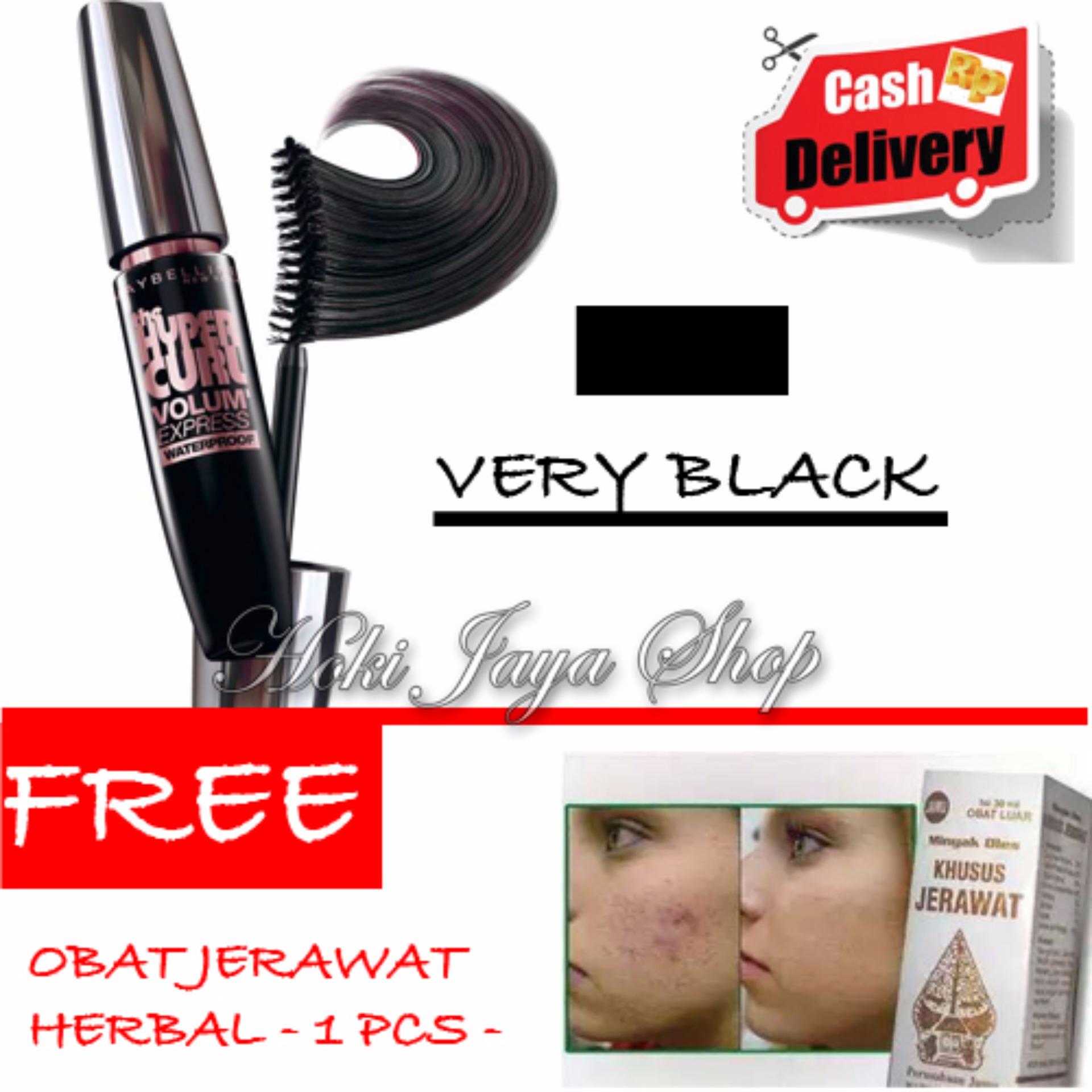 HOKI COD -  Mascara Waterproof - Maskara Hitam Quality Premium - 1 Pcs + Gratis Obat Jerawat Herbal Original Cap Wayang - 1 Pcs