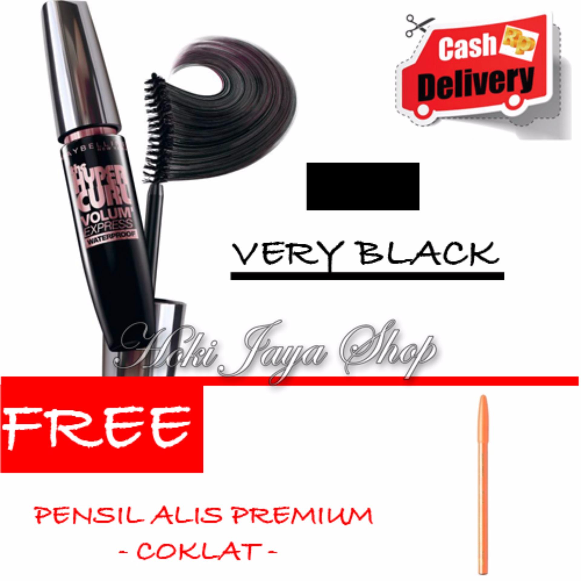 HOKI COD -  Mascara Waterproof - Maskara Hitam Quality Premium - 1 Pcs + Gratis Pensil Alis Premium - Coklat - 1 Pcs