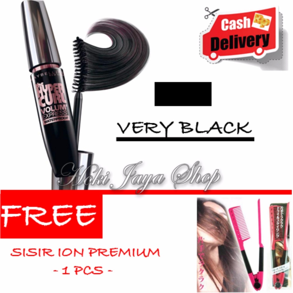 HOKI COD -  Mascara Waterproof - Maskara Hitam Quality Premium - 1 Pcs + Gratis Sisir Ion Premium Pelurus Rambut - 1 Pcs