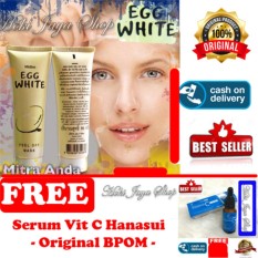 HOKI COD - Mask Egg White Peel Off - Masker Putih Telur - 85 Gram - 1 Pcs + Gratis Hanasui Serum Vitamin C + Collagen By Jaya Mandiri BPOM Serum Vit C Biru - 1 Pcs