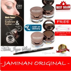 HOKI COD - Music Flower - 24hour Waterproof 2in1 Eyebrow & Eyeliner - Original Premium - 1 Pcs + Gratis Cetak Alis Cantik - Premium
