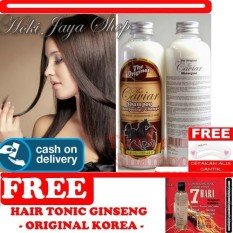 HOKI COD - Shampo Caviar - Shampo Kuda Sudah BPOM - 250 mL + Gratis Red Ginseng Hair Tonic Penumbuh Rambut Original Made In Korea - 1 Pcs + Gratis Cetak Alis Cantik - Premium