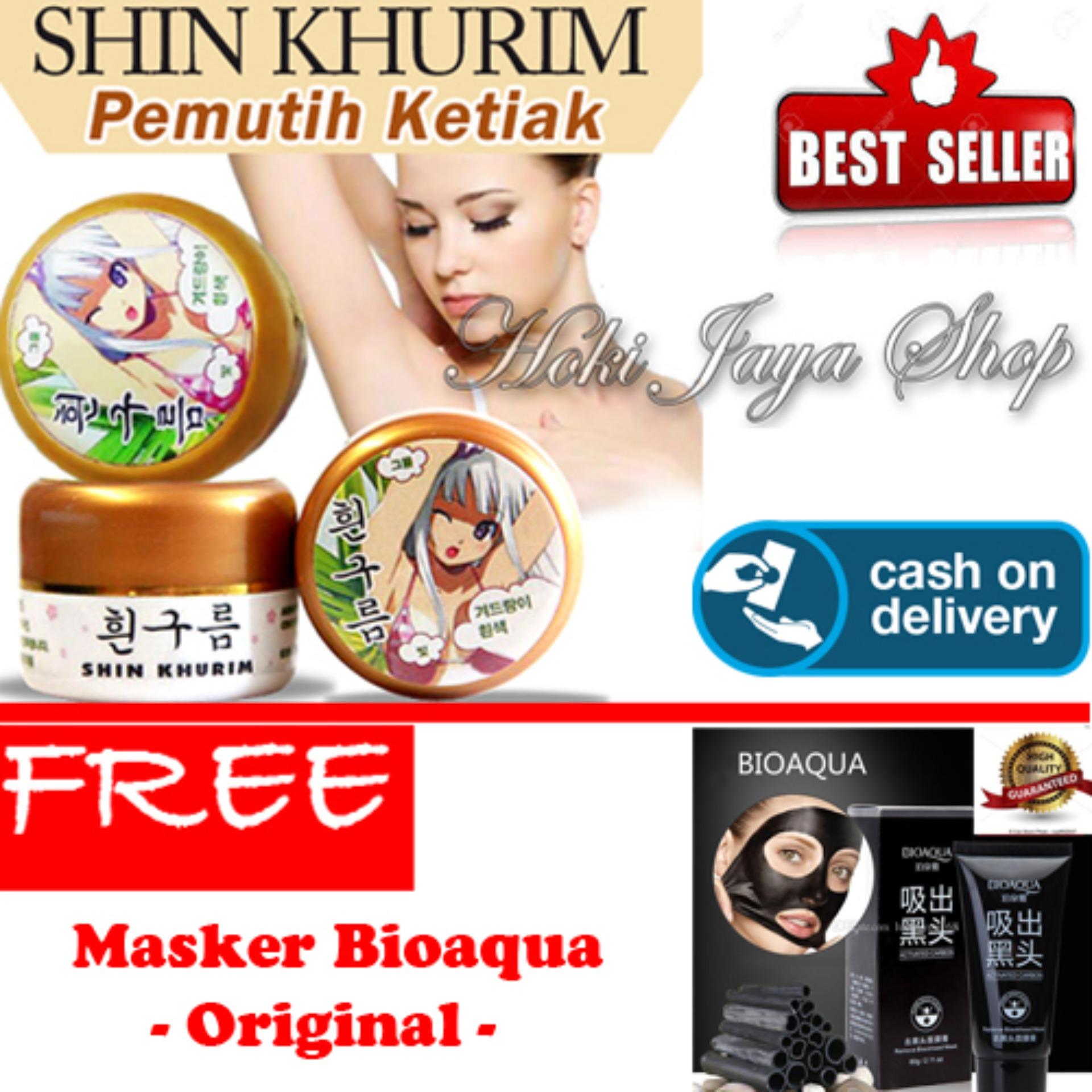 HOKI COD  - Shin Khurim  Pemutih Ketiak dan Selangkangan Premium - 1 Pcs + Gratis BIOAQUA Masker Charcoal Black Mask - Masker Wajah Arang Aktif Alami Original Pengangkat Komedo - 1 Pcs
