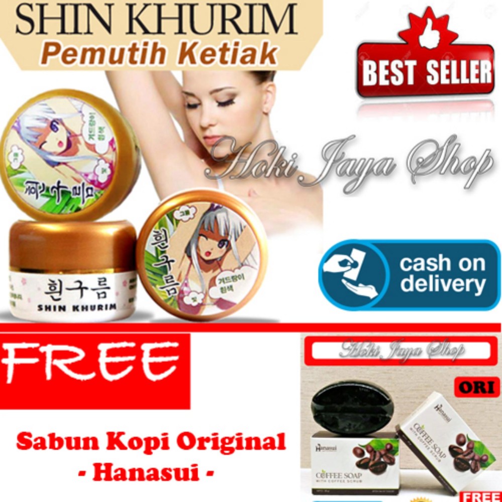 HOKI COD  - Shin Khurim  Pemutih Ketiak dan Selangkangan Premium - 1 Pcs + Gratis Hanasui Coffee Soap / Sabun Kopi Hanasui BPOM 1Pcs - 30gr - Original - 1 Pcs
