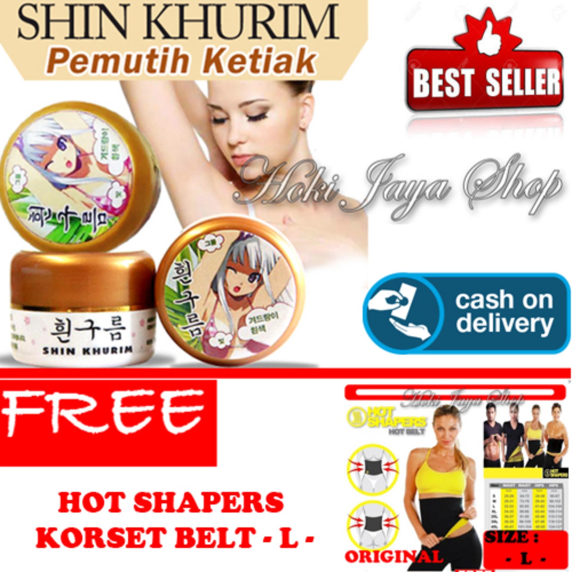 HOKI COD  - Shin Khurim  Pemutih Ketiak dan Selangkangan Premium - 1 Pcs + Gratis Korset Belt Hot Shaper Korset Pelangsing Perut Sports Hot Shapers Neotex Slimming Tummy Body Belt - Hitam - Size L - 1 Pcs