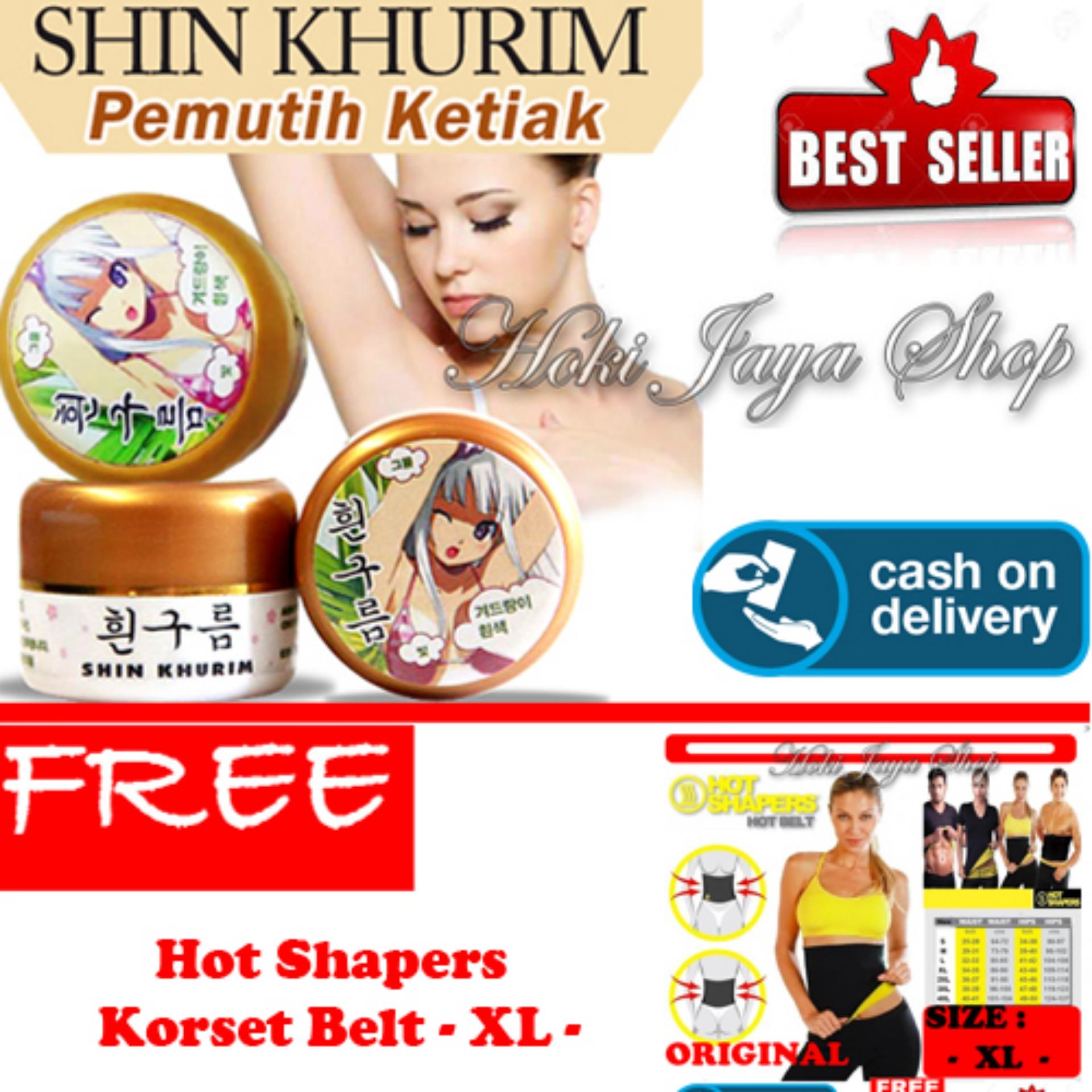 HOKI COD  - Shin Khurim  Pemutih Ketiak dan Selangkangan Premium - 1 Pcs + Gratis Korset Belt Hot Shaper Korset Pelangsing Perut Sports Hot Shapers Neotex Slimming Tummy Body Belt - Hitam - Size XL - 1 Pcs