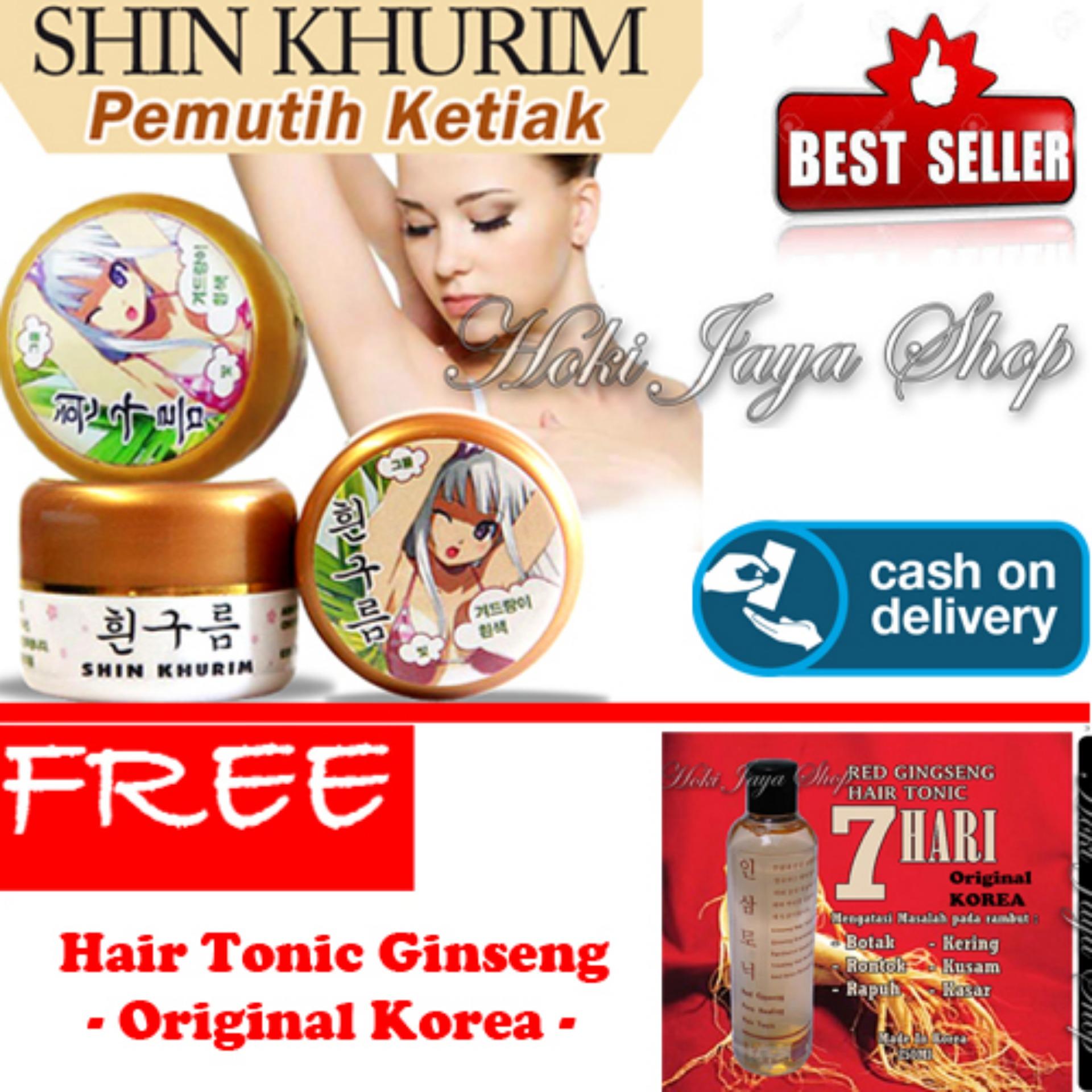 HOKI COD  - Shin Khurim  Pemutih Ketiak dan Selangkangan Premium - 1 Pcs + Gratis Red Ginseng Hair Tonic Penumbuh Rambut Original Made In Korea - 1 Pcs