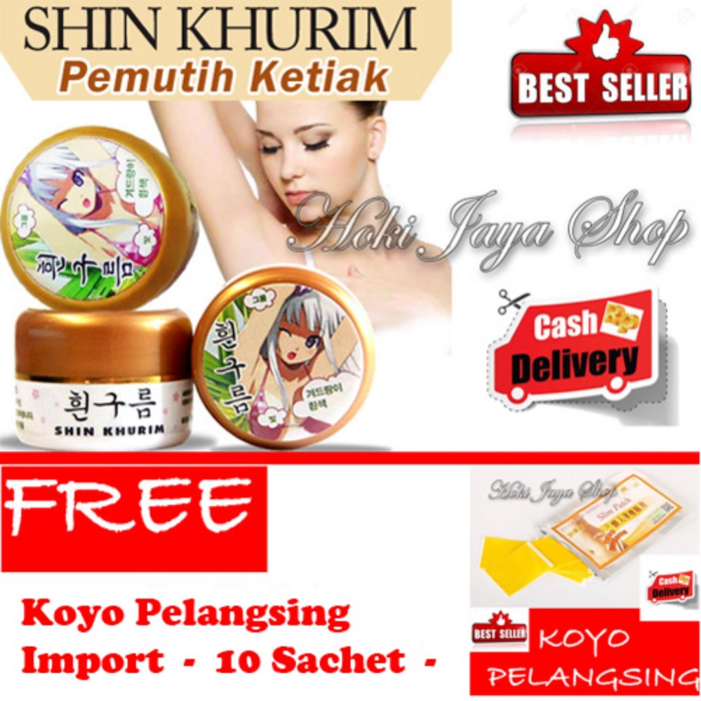 HOKI COD - Shin Khurim  Pemutih Ketiak dan Selangkangan Premium - 1 Pcs + Gratis Slim Patch Koyo Pelangsing - 1 Pack Isi 10 Sachet