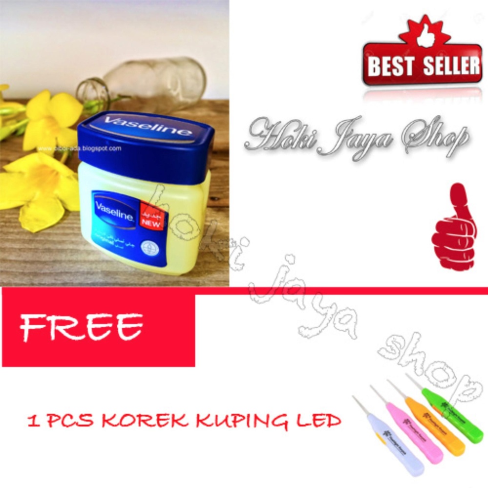 HOKI COD - Vaseline 60ml Petroleum Jelly Asli Murni 100% Original Arab - 1 Pcs - FREE Korek Kuping LED - 1 Piece