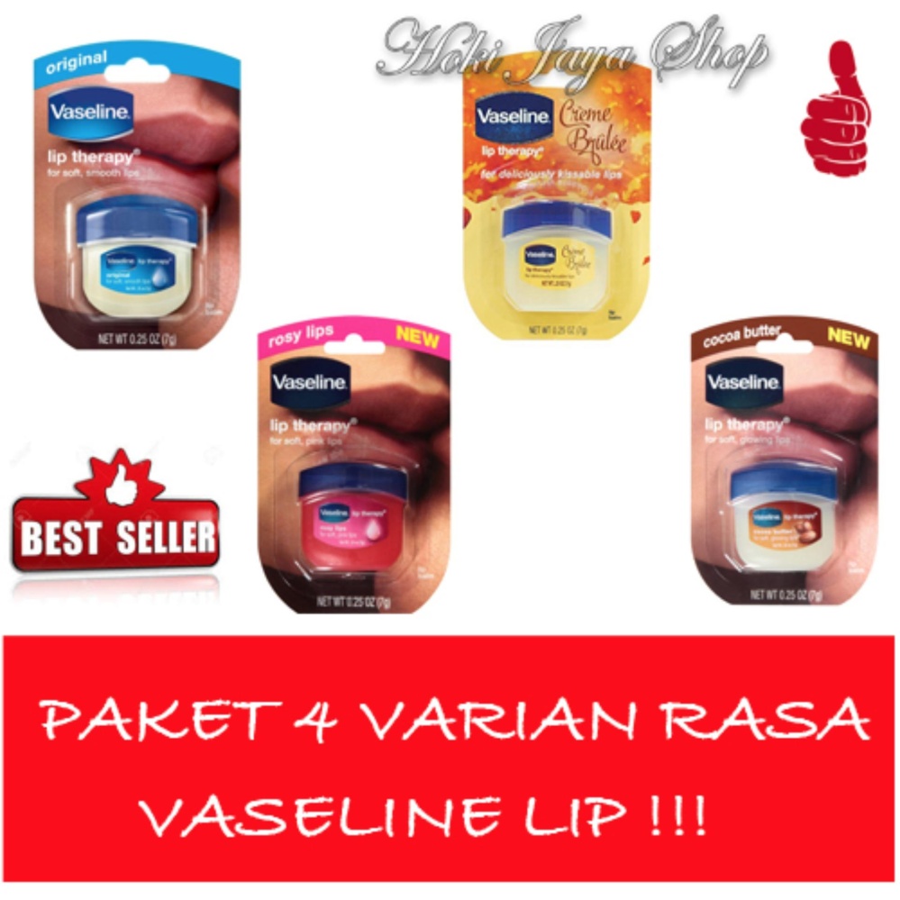 HOKI COD - Vaseline Lip PAKET 4 VARIAN RASA - 4 Pcs