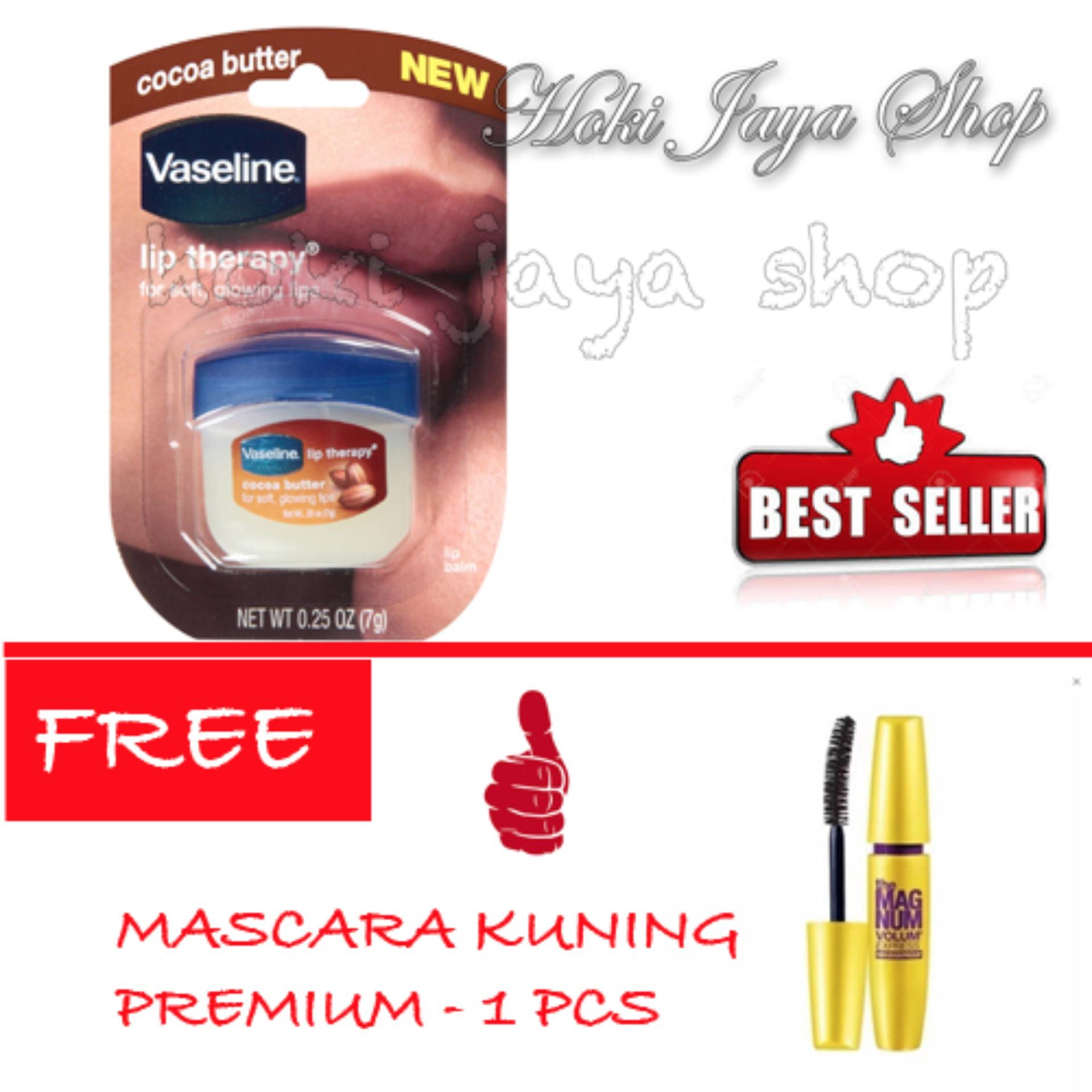 HOKI COD - Vaseline Lip Therapy Cocoa Butter Therapy Premium - 7Gr FREE Mascara Kuning Magnum Premium - 1 Pcs