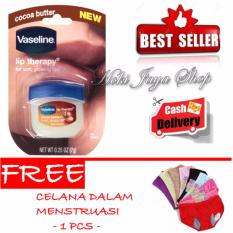 HOKI COD - Vaseline Lip Therapy Cocoa Butter Therapy Premium - 7Gr + Gratis Celana Dalam Menstruasi Anti Bocor Premium - 1 Pcs
